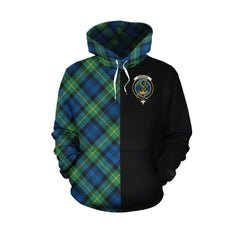 Gordon Ancient Tartan Hoodie Half of Me - Cross Style