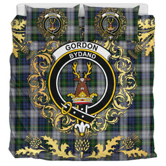 Gordon Dress 01 Tartan Crest Bedding Set - Golden Thistle Style