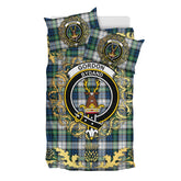 Gordon Dress Ancient Tartan Crest Bedding Set - Golden Thistle Style