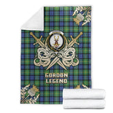 Gordon Old Ancient Tartan Gold Courage Symbol Blanket
