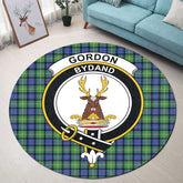 Gordon Old Ancient Tartan Crest Round Rug