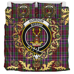 Gordon Red 02 Tartan Crest Bedding Set - Golden Thistle Style