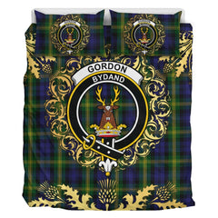 Gordon of Esslemont Tartan Crest Bedding Set - Golden Thistle Style