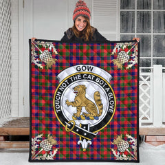 Gow Modern Tartan Crest Premium Quilt - Gold Thistle Style