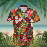 Gow (or McGouan) Tartan Hawaiian Shirt Hibiscus, Coconut, Parrot, Pineapple - Tropical Garden Shirt