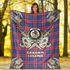 Graham of Menteith Red Tartan Gold Courage Symbol Blanket