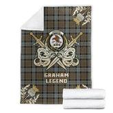 Graham of Menteith Weathered Tartan Gold Courage Symbol Blanket