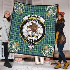 Graham of Montrose Ancient Tartan Crest Premium Quilt - Gold Thistle Style