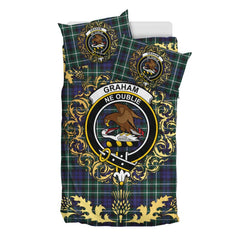 Graham of Montrose Modern Tartan Crest Bedding Set - Golden Thistle Style
