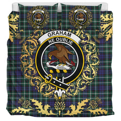 Graham of Montrose Modern Tartan Crest Bedding Set - Golden Thistle Style