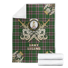 Gray Hunting Tartan Gold Courage Symbol Blanket