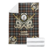 Gunn Weathered Tartan Gold Courage Symbol Blanket