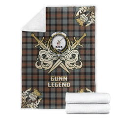 Gunn Weathered Tartan Gold Courage Symbol Blanket