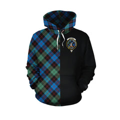 Guthrie Ancient Tartan Hoodie Half of Me - Cross Style