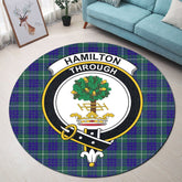 Hamilton Hunting Modern Tartan Crest Round Rug