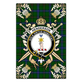 Henderson Modern Tartan Crest Black Garden Flag - Gold Thistle Style