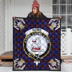 Home Modern Tartan Crest Premium Quilt - Gold Thistle Style