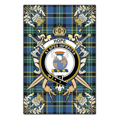 Hope Tartan Crest Black Garden Flag - Gold Thistle Style