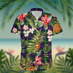 Inglis Tartan Hawaiian Shirt Hibiscus, Coconut, Parrot, Pineapple - Tropical Garden Shirt