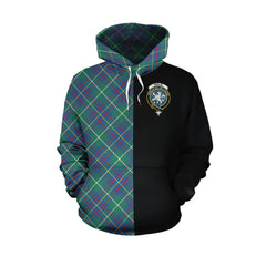 Inglis Ancient Tartan Hoodie Half of Me - Cross Style