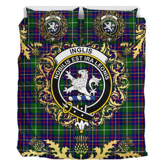Inglis Modern Tartan Crest Bedding Set - Golden Thistle Style