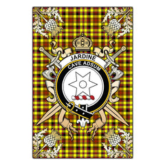 Jardine Tartan Crest Black Garden Flag - Gold Thistle Style