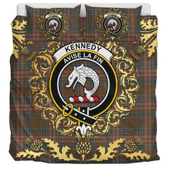 Kennedy Weathered Tartan Crest Bedding Set - Golden Thistle Style