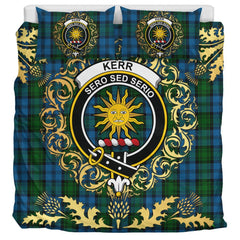 Kerr Hunting Tartan Crest Bedding Set - Golden Thistle Style