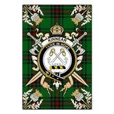 Kinnear Tartan Crest Black Garden Flag - Gold Thistle Style