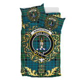 Kirkpatrick Tartan Crest Bedding Set - Golden Thistle Style
