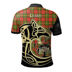 Leask Tartan Polo Shirt Viking Wolf