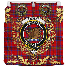 Leslie Modern Tartan Crest Bedding Set - Golden Thistle Style
