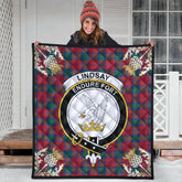 Lindsay Modern Tartan Crest Premium Quilt - Gold Thistle Style