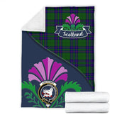 Lockhart Tartan Crest Premium Blanket - Thistle Style