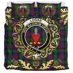 Logan 03 Tartan Crest Bedding Set - Golden Thistle Style