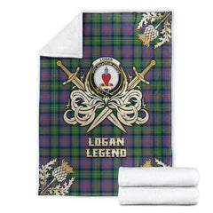 Logan Ancient Tartan Gold Courage Symbol Blanket