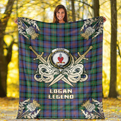 Logan Ancient Tartan Gold Courage Symbol Blanket