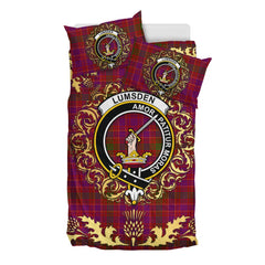 Lumsden of Clova Tartan Crest Bedding Set - Golden Thistle Style