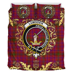 Lumsden of Clova Tartan Crest Bedding Set - Golden Thistle Style