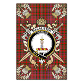 MacAlister Modern Tartan Crest Black Garden Flag - Gold Thistle Style