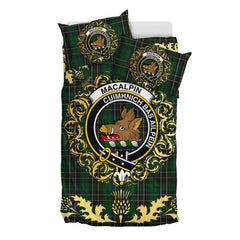 MacAlpin (MacAlpine) 01 Tartan Crest Bedding Set - Golden Thistle Style