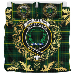 MacArthur Modern Tartan Crest Bedding Set - Golden Thistle Style