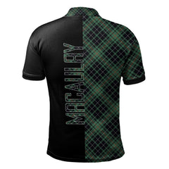 MacAulay Hunting Ancient Tartan Polo Shirt Half of Me - Cross Style