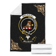 MacAuley Crest Tartan Premium Blanket Black