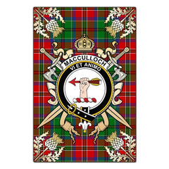MacCulloch Tartan Crest Black Garden Flag - Gold Thistle Style