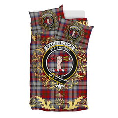 MacCulloch Dress Tartan Crest Bedding Set - Golden Thistle Style