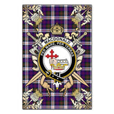 MacDonald Dress Modern Tartan Crest Black Garden Flag - Gold Thistle Style