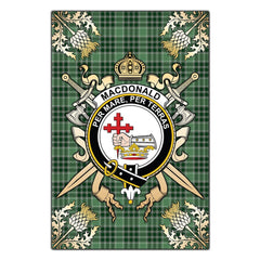 MacDonald Lord of the Isles Hunting Tartan Crest Black Garden Flag - Gold Thistle Style