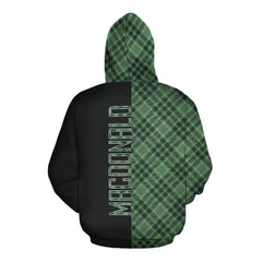MacDonald Lord of the Isles Hunting Tartan Hoodie Half of Me - Cross Style