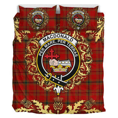 MacDonald of Belfinlay Tartan Crest Bedding Set - Golden Thistle Style